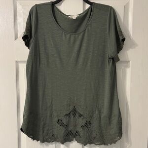 Adiva Olive Lace Accent Tee